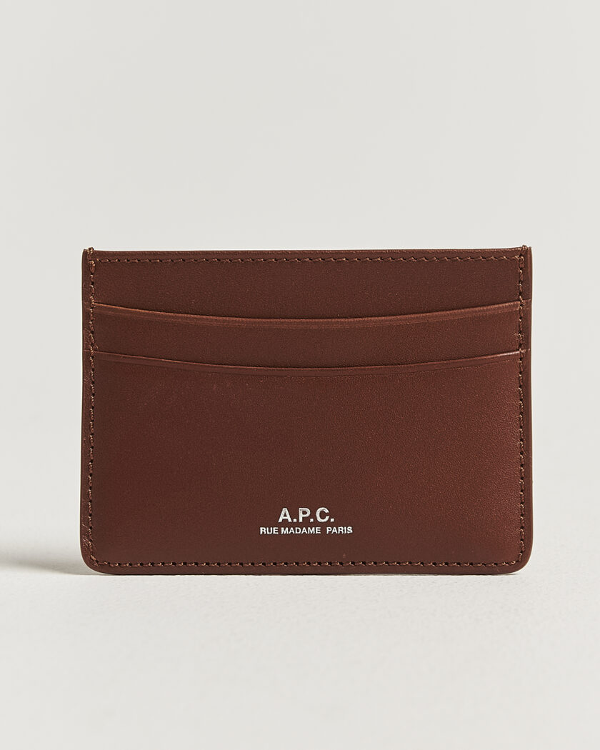A.P.C. Calf Leather Card Holder Hazelnut – Marrón