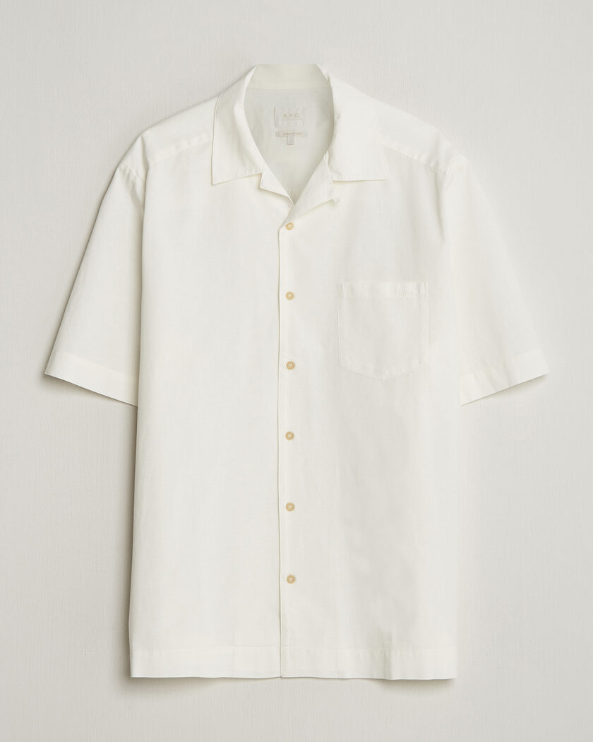 A.P.C. Jude Cotton/Linen Short Sleeve Shirt White – Blanco