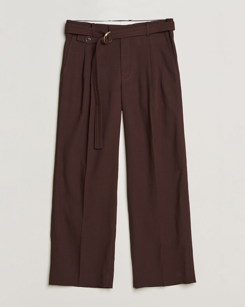 Drôle de Monsieur Viscose Pleated Trousers Brown – Marrón