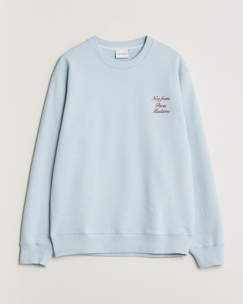 Drôle de Monsieur Slogan Cursive Sweatshirt Light Blue – Azul
