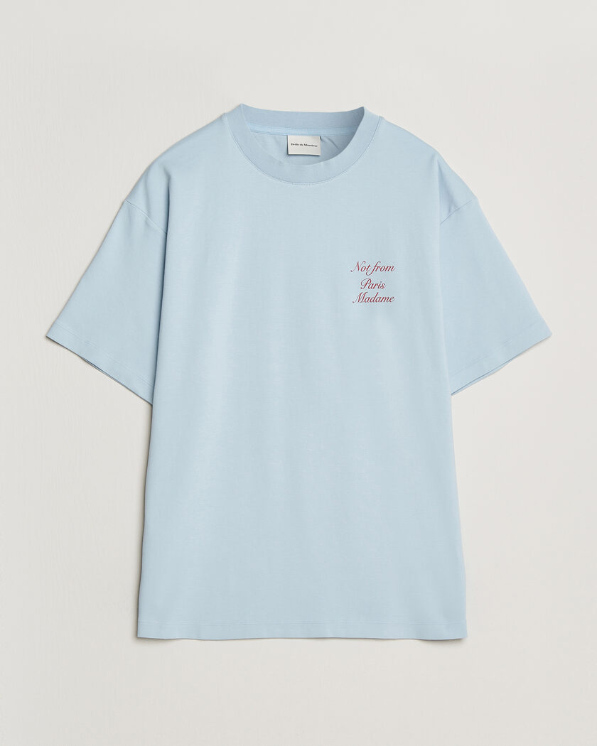 Drôle de Monsieur Slogan Cursive T-Shirt Light Blue – Azul