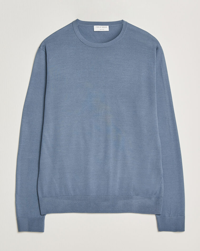Tiger of Sweden Connor Merino Knitted Crew Neck Dull Blue – Azul