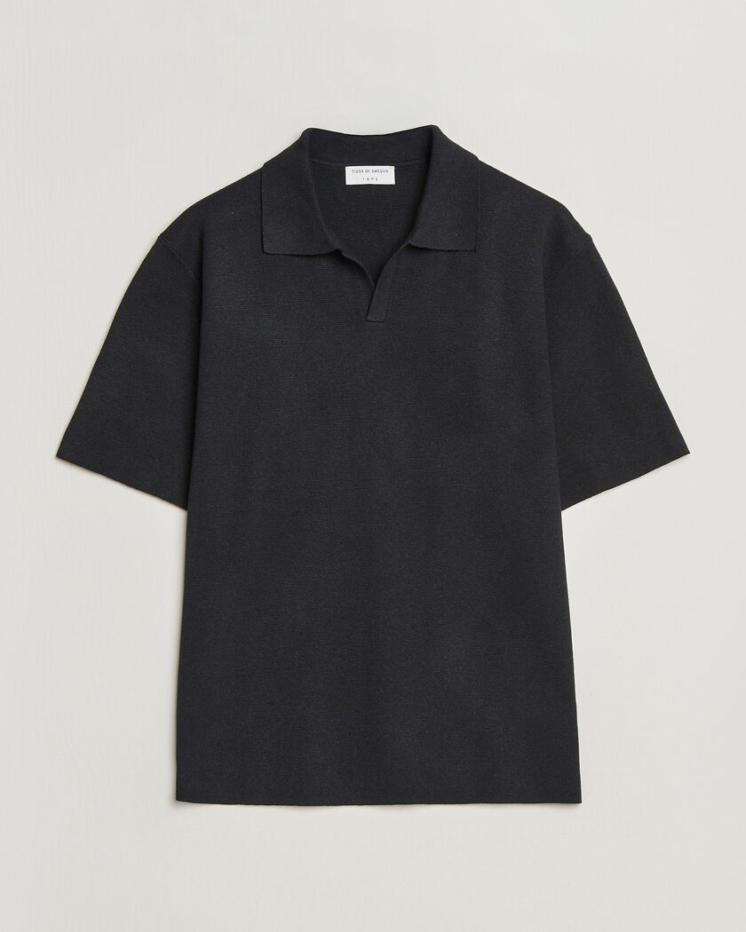 Tiger of Sweden Maelon Cotton/Linen Knitted Polo Black – Negro