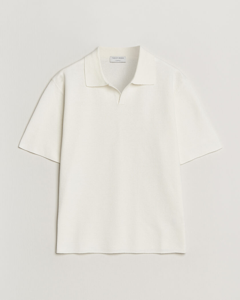 Tiger of Sweden Maelon Cotton/Linen Knitted Polo Pure White – Blanco