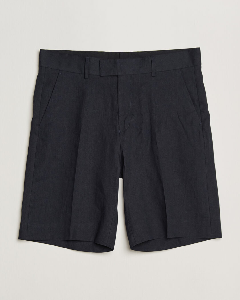 Tiger of Sweden Troy Pleated Linen Shorts Midnight Blue – Azul