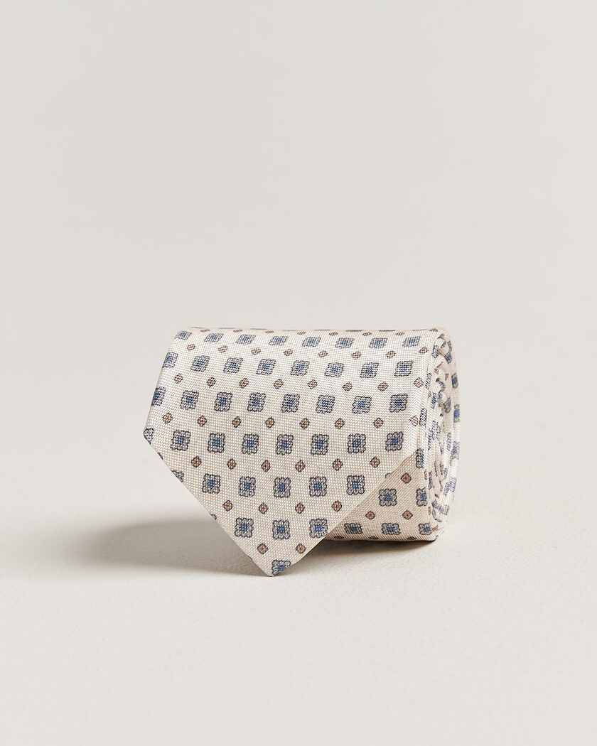 Amanda Christensen Silk Oxford 8cm Flower Tie Cream – Blanco