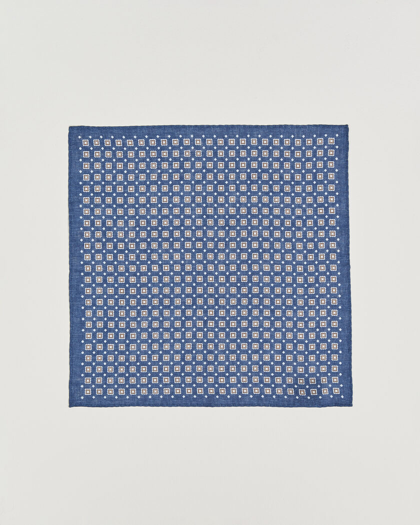 Amanda Christensen Linen Medallion Pocket Square Navy – Azul