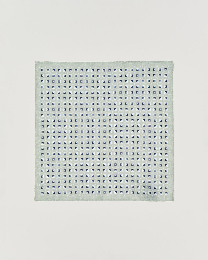 Amanda Christensen Linen Medallion Pocket Square Green – Verde