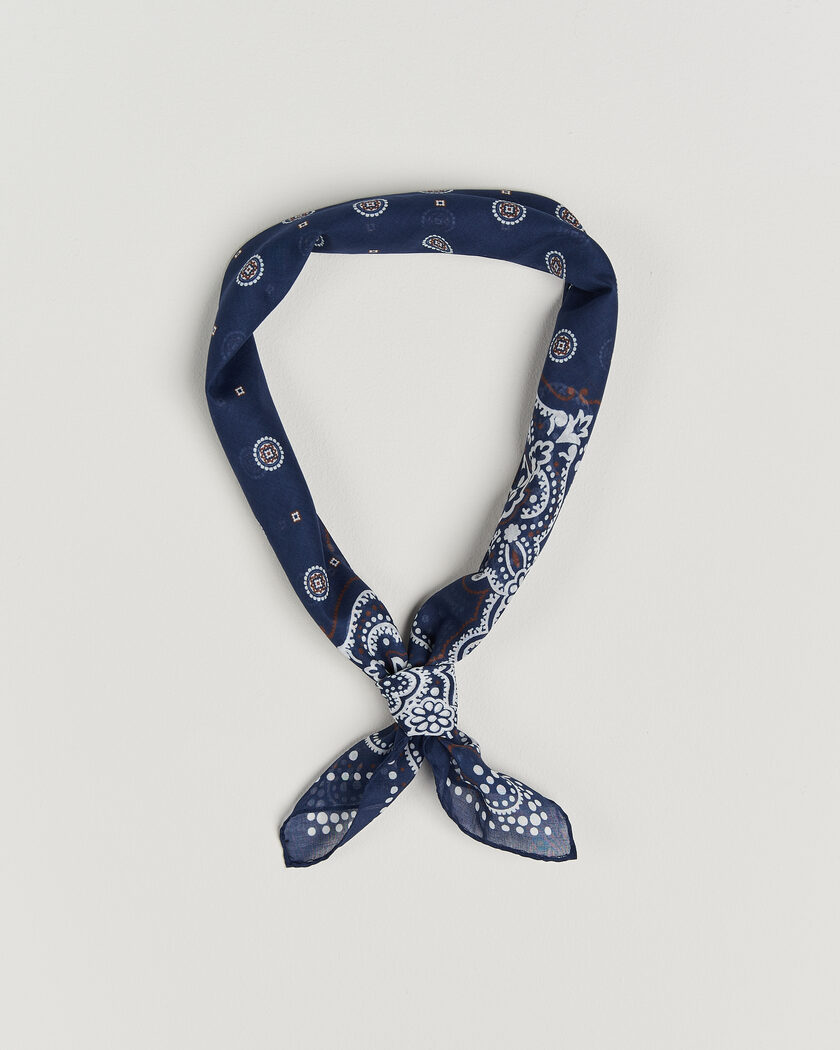 Amanda Christensen Cotton Voilé Medallion Bandana Navy – Azul