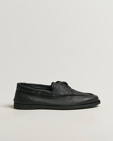 John Lobb Foil Boat Shoes Black Grain – Negro
