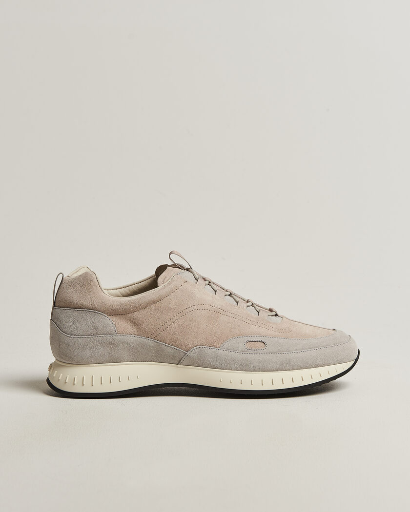 John Lobb Laced Running Sneakers Sand Suede – Gris