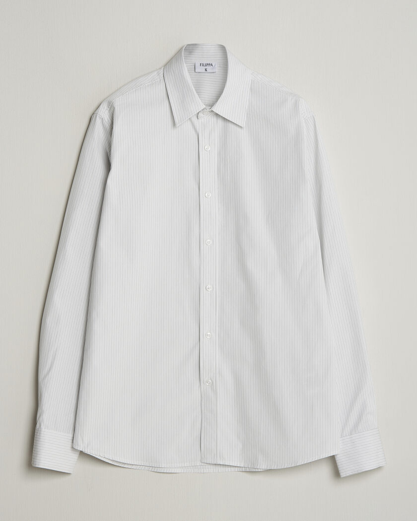 Filippa K Cotton Poplin Striped Shirt White/Black – Blanco