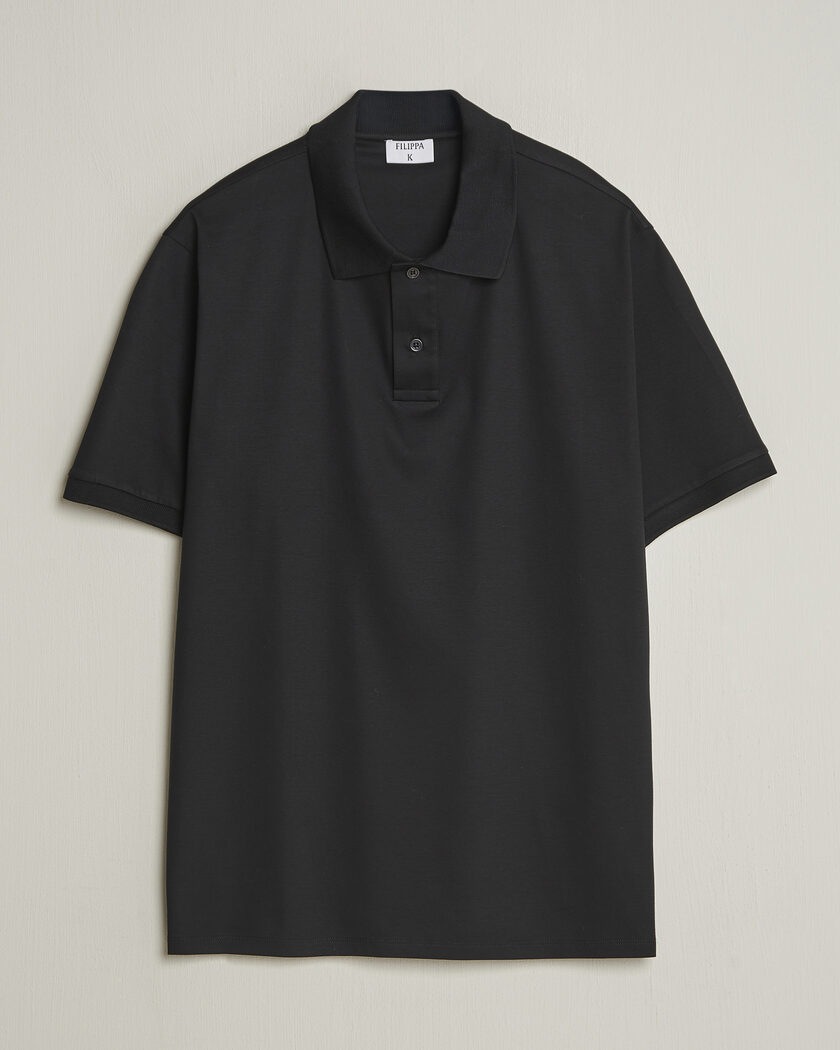 Filippa K Technical Cotton Polo Black – Negro