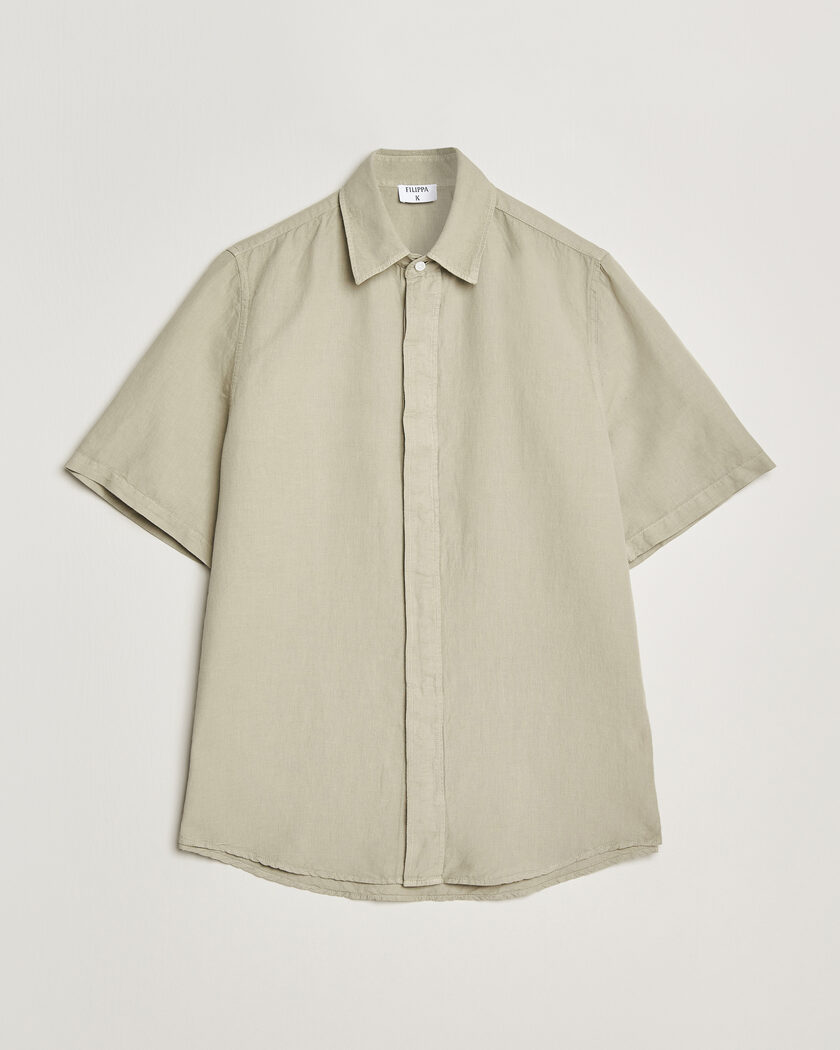 Filippa K Cotton/Linen Short Sleeve Shirt Light Green – Verde