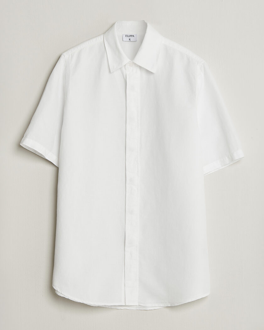 Filippa K Cotton/Linen Short Sleeve Shirt White – Blanco