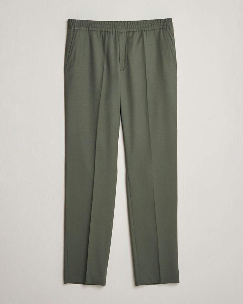 Filippa K Theo Relaxed Wool Trousers Grey Green – Verde