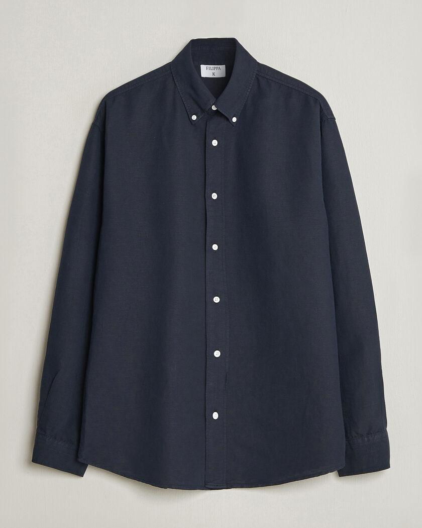  Filippa K Relaxed Cotton/Linen Shirt Navy – Azul