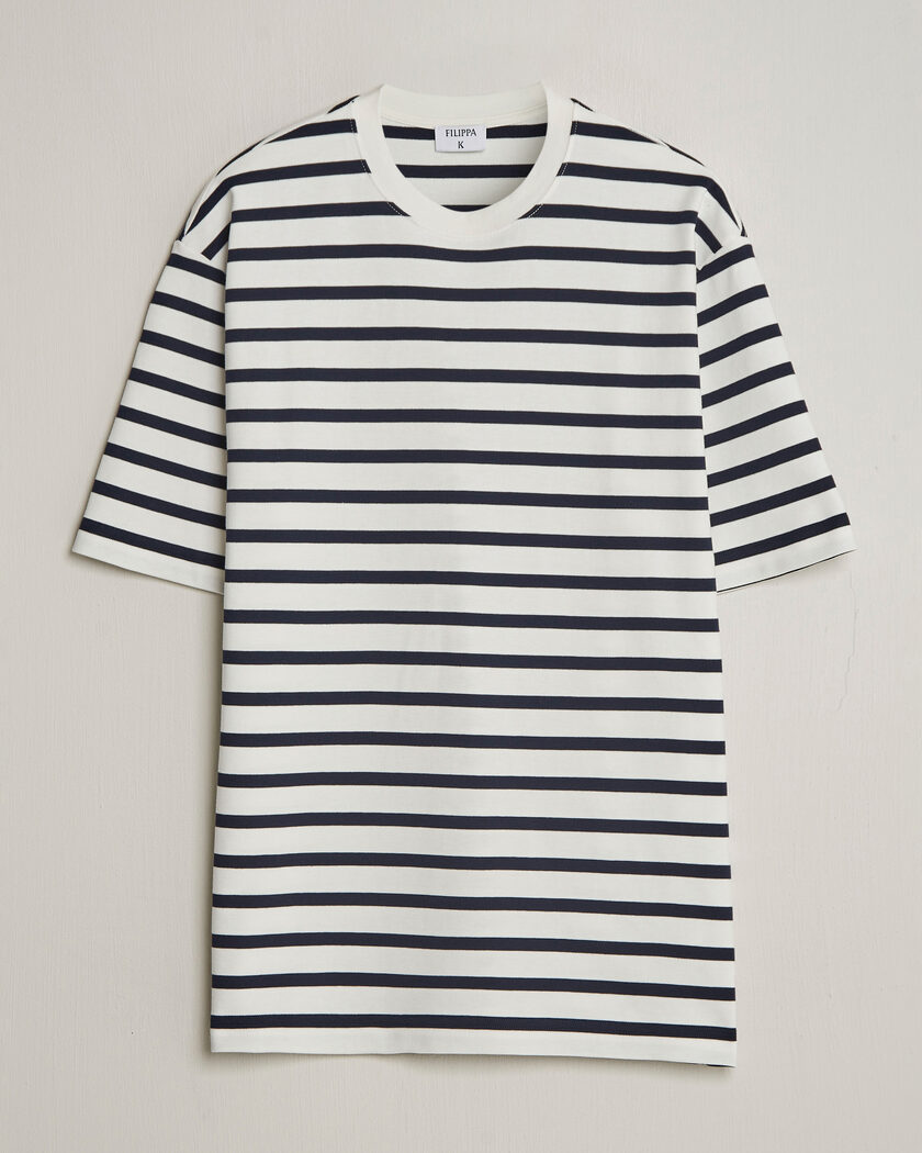 Filippa K Striped Crew Neck T-Shirt White/Navy – Blanco