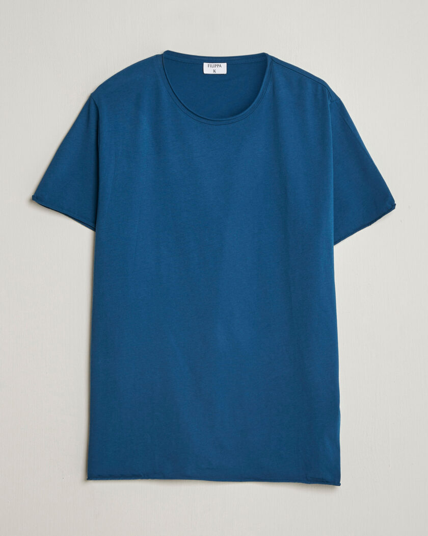 Filippa K Roll Neck Crew Neck T-Shirt Night Teal – Azul