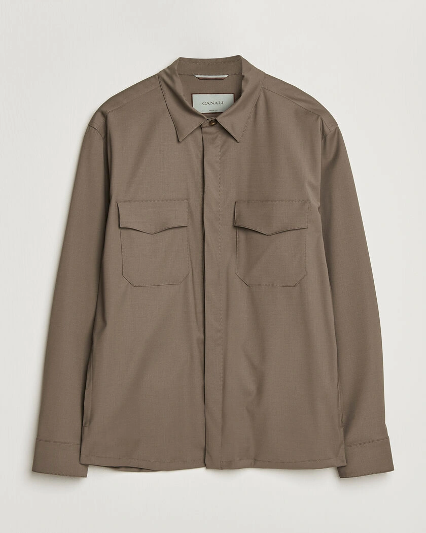 Canali Travel Wool Overshirt Brown – Marrón