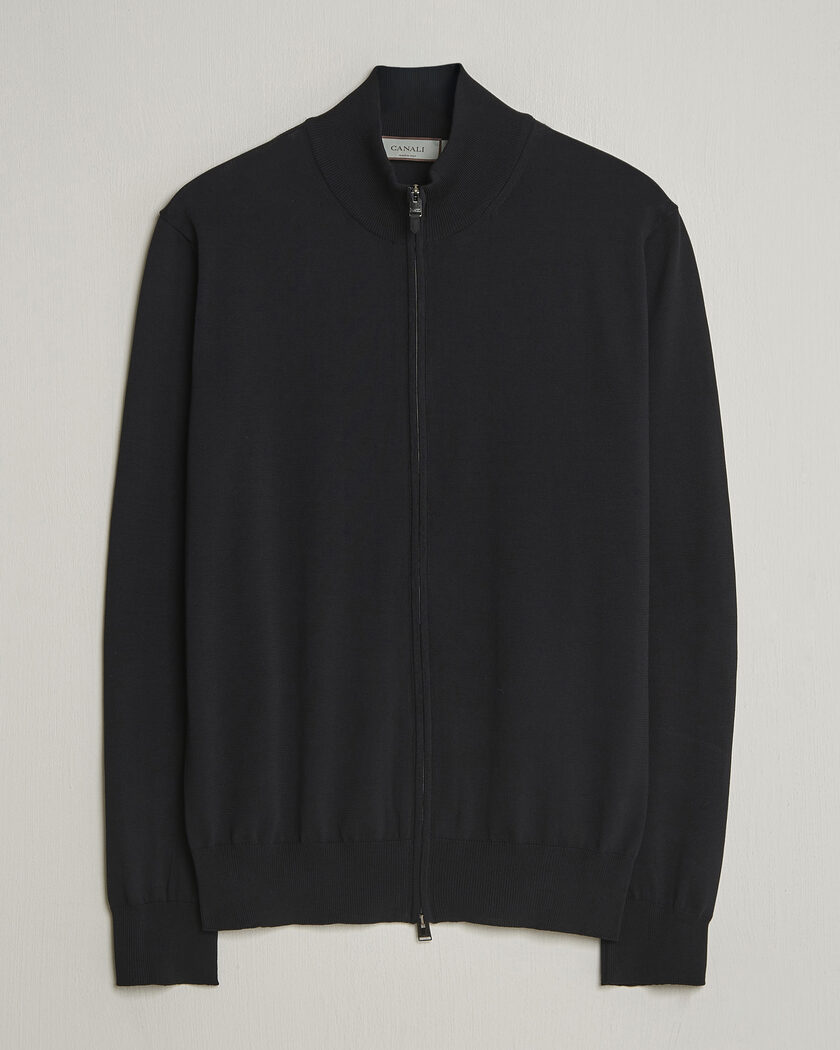 Canali Cotton Full Zip Black – Negro