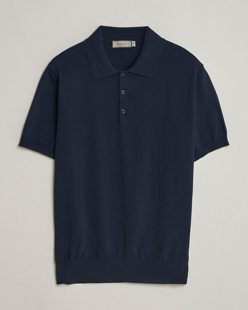 Canali Cotton Short Sleeve Polo Navy – Azul