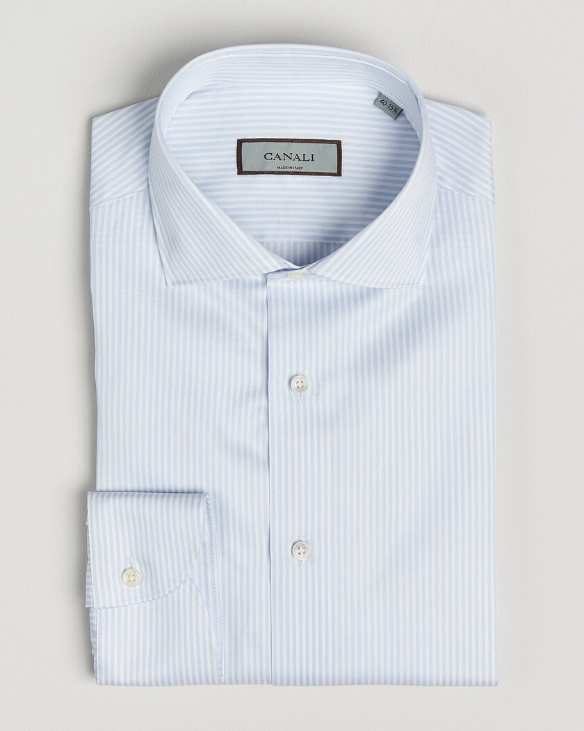 Canali Slim Fit Impeccabile Shirt Light Blue Stripe – Azul