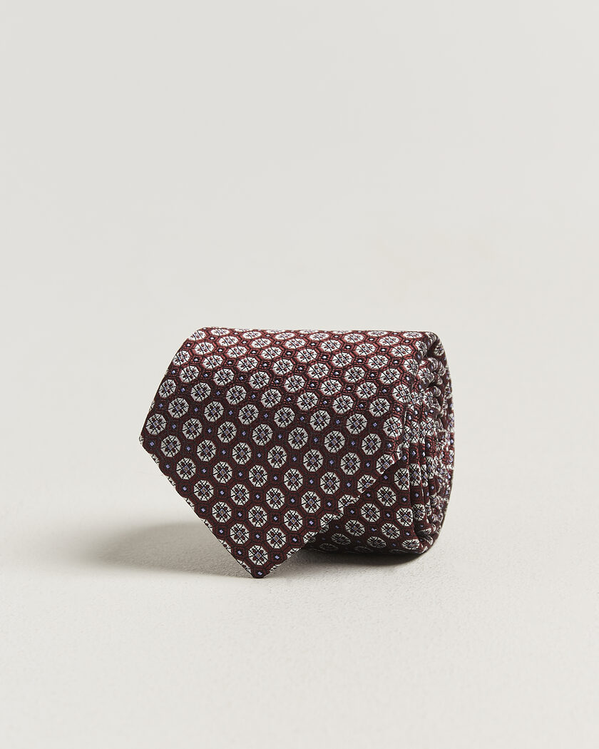 Canali Jacquard Flower Silk Tie Burgundy – Rojo