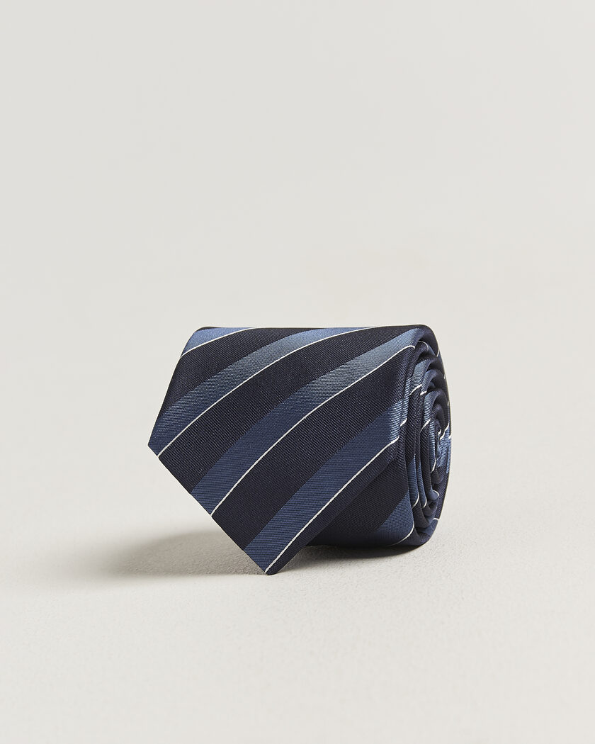 Canali Regimental Stripe Silk Tie Navy/Blue – Azul