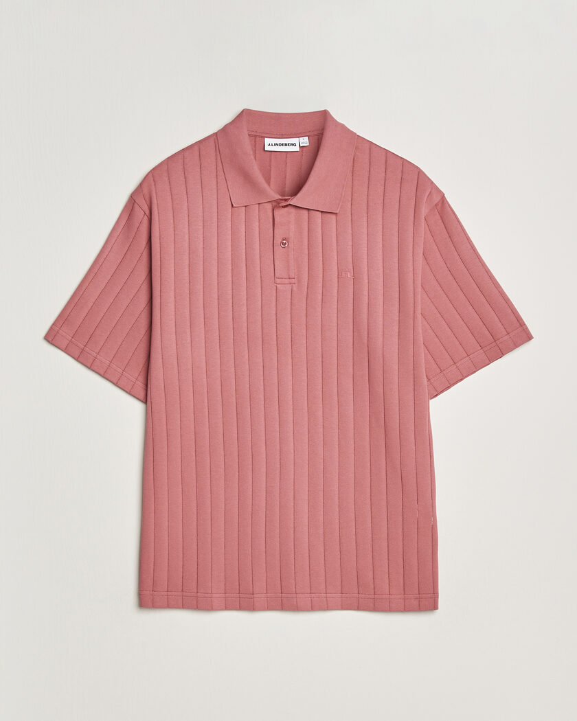 J.Lindeberg Simon Striped Polo Withered Rose – Rojo
