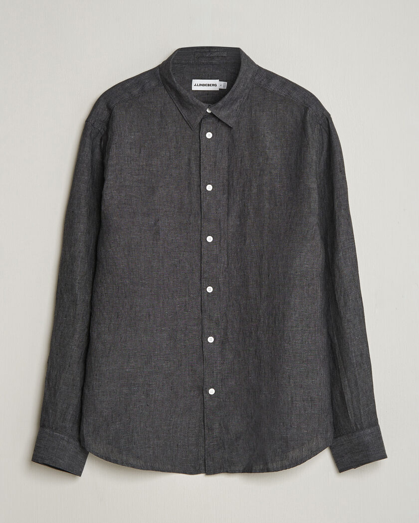 J.Lindeberg Marlon Linen Melange Shirt Black – Negro