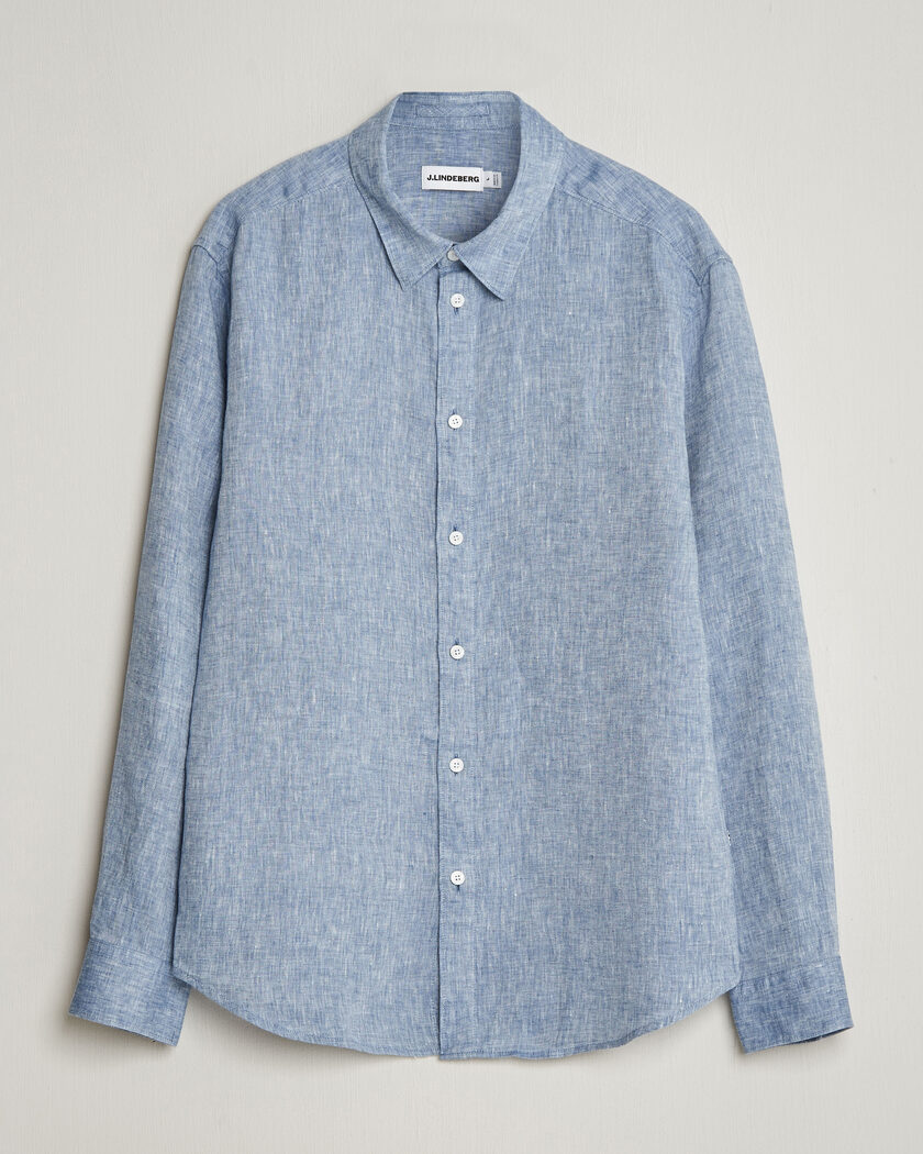 J.Lindeberg Marlon Linen Melange Shirt Federal Blue – Azul
