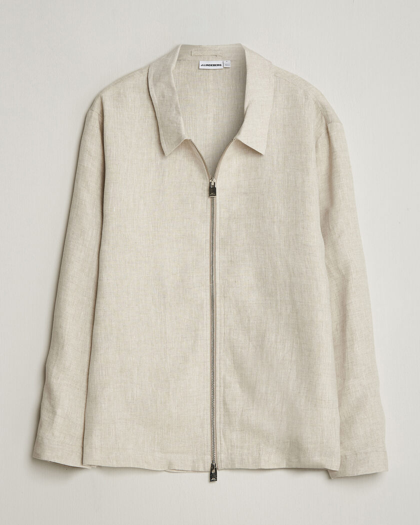  J.Lindeberg Julius Drape Linen Overshirt Moonbeam – Beige