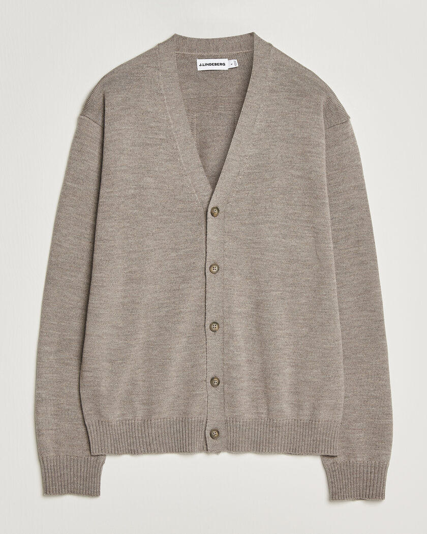 J.Lindeberg Jared Merino Cardigan Brindle Melange – Marrón