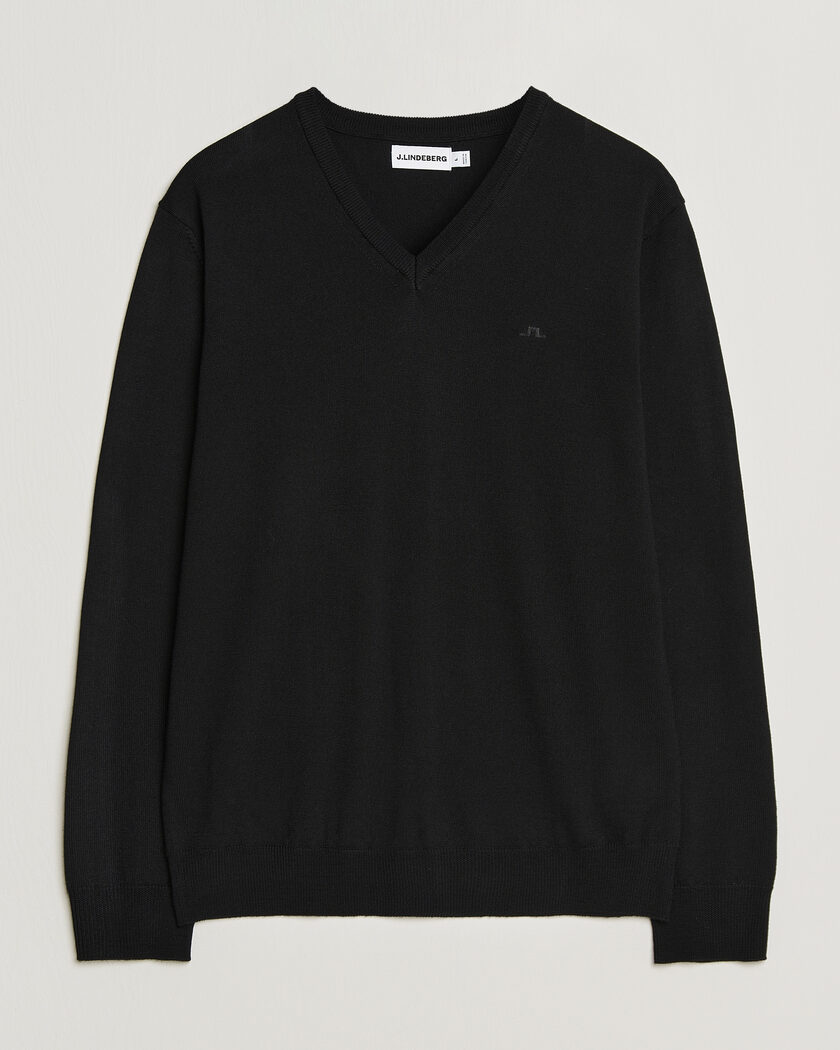 J.Lindeberg Lymann Merino V-Neck Pullover Black – Negro