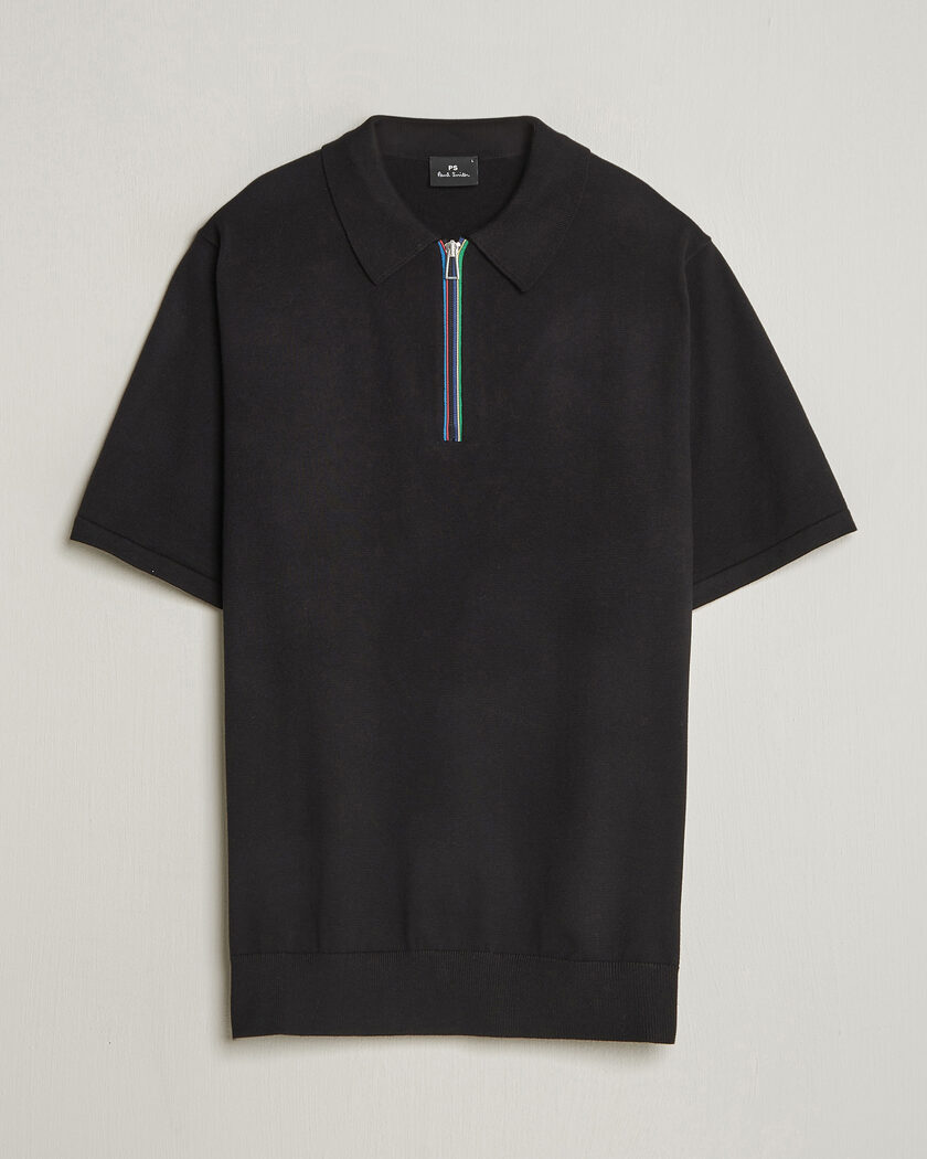 PS Paul Smith Cotton Knitted Half Zip Polo Black – Negro