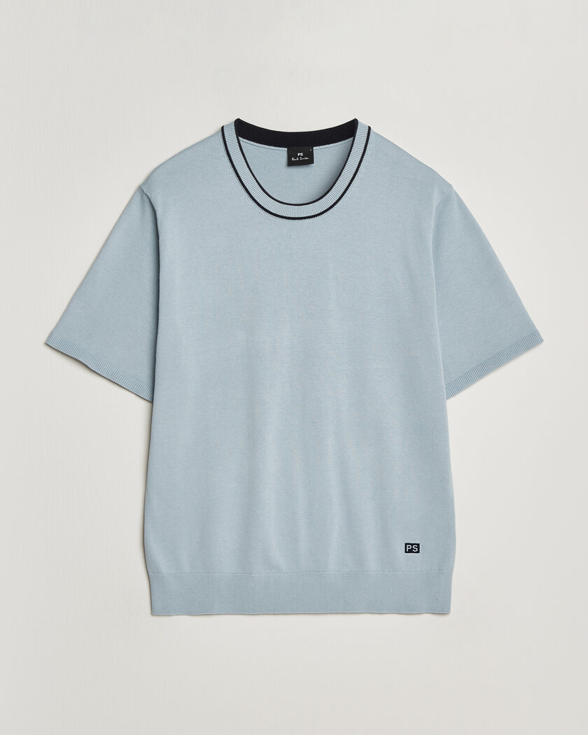 PS Paul Smith Cotton Knitted T-Shirt Light Blue – Azul