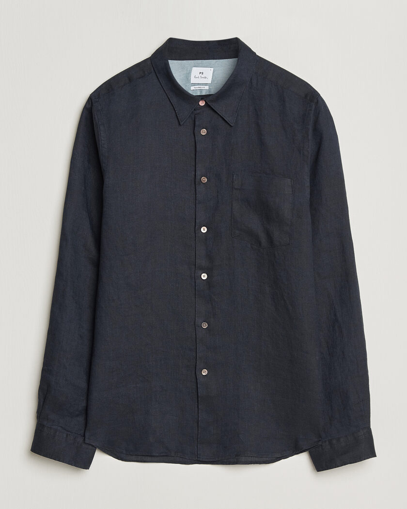 PS Paul Smith Tailored Fit Linen Shirt Navy – Azul