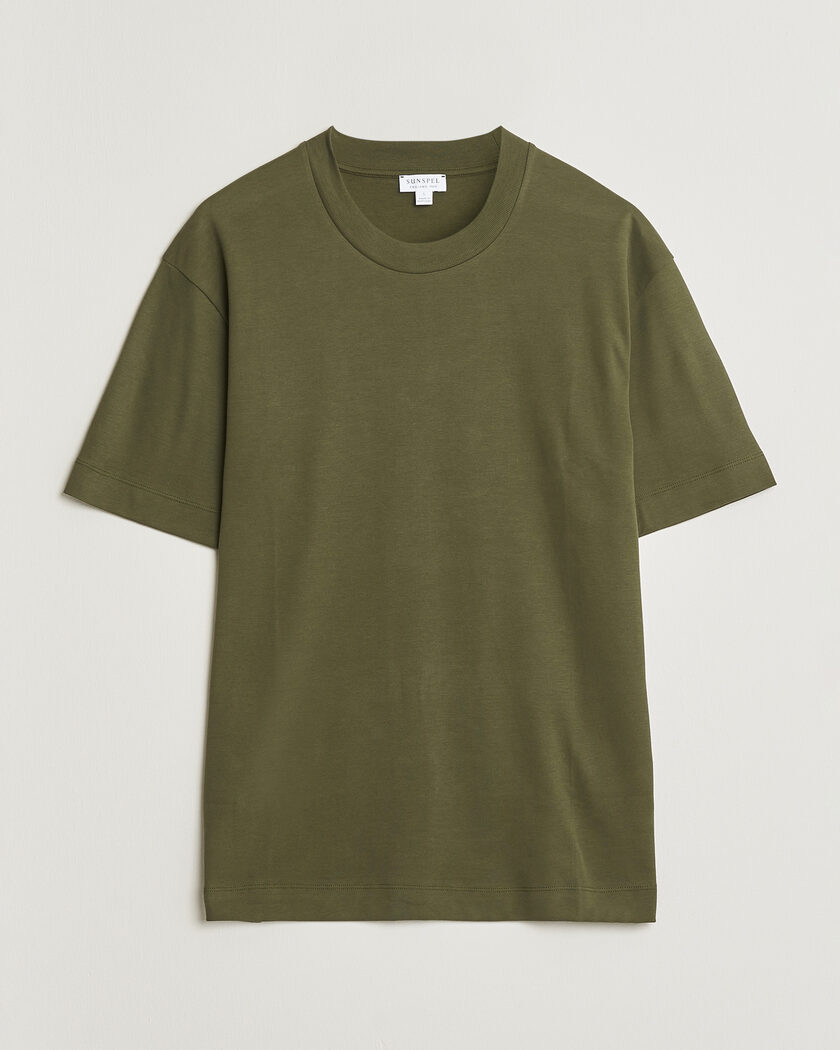 Sunspel Heavy Weight Supima Cotton T-Shirt Deep Olive – Verde