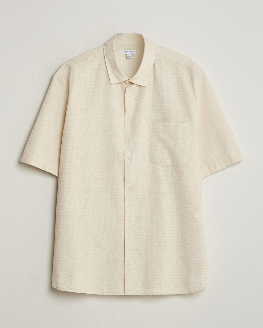 Sunspel Natural Texture Linen Shirt Ecru – Blanco