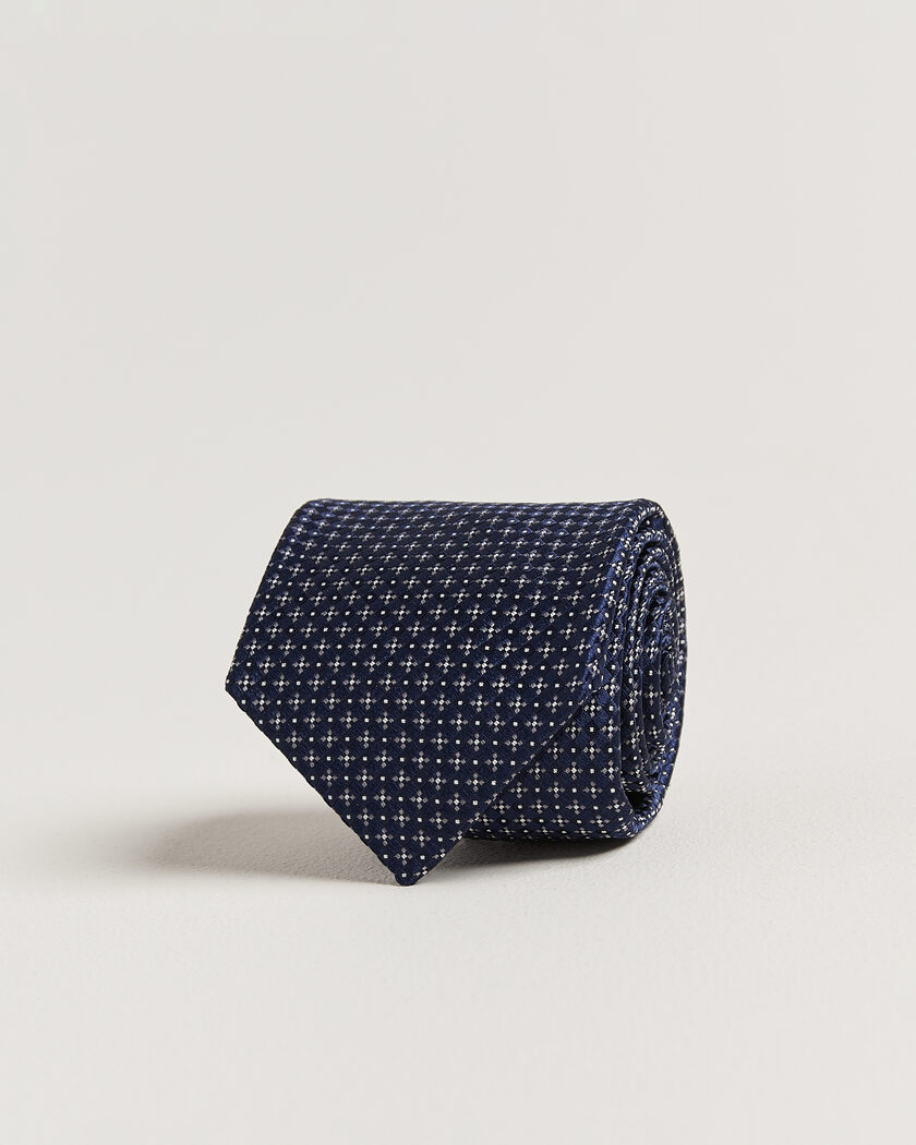 Kiton Flower Jacquard Silk Tie Navy – Azul