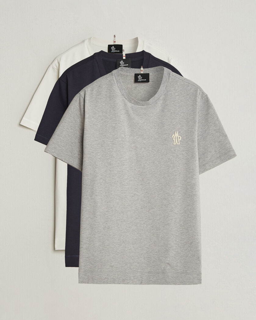 Moncler Grenoble 3-Pack Logo T-Shirts White/Grey/Black – Multicolor