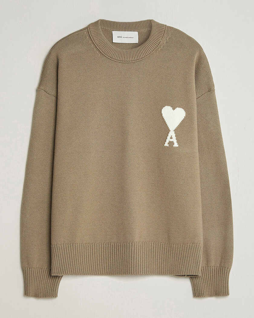 AMI Big Heart Wool Sweater Beige – Marrón