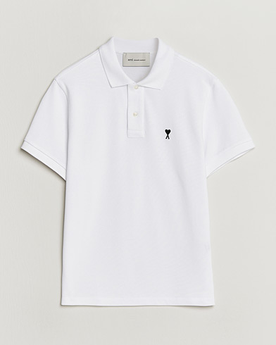 AMI Contrast Heart Logo Polo White – Blanco