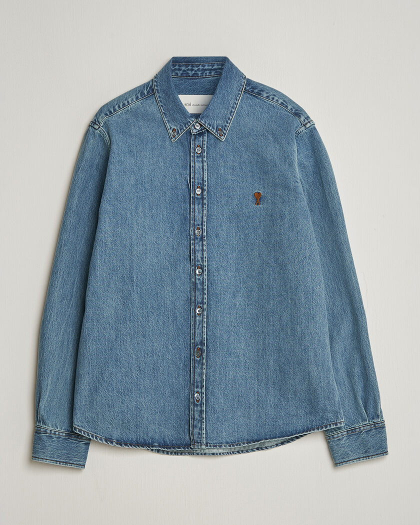 AMI Denim Overshirt Used Blue – Azul