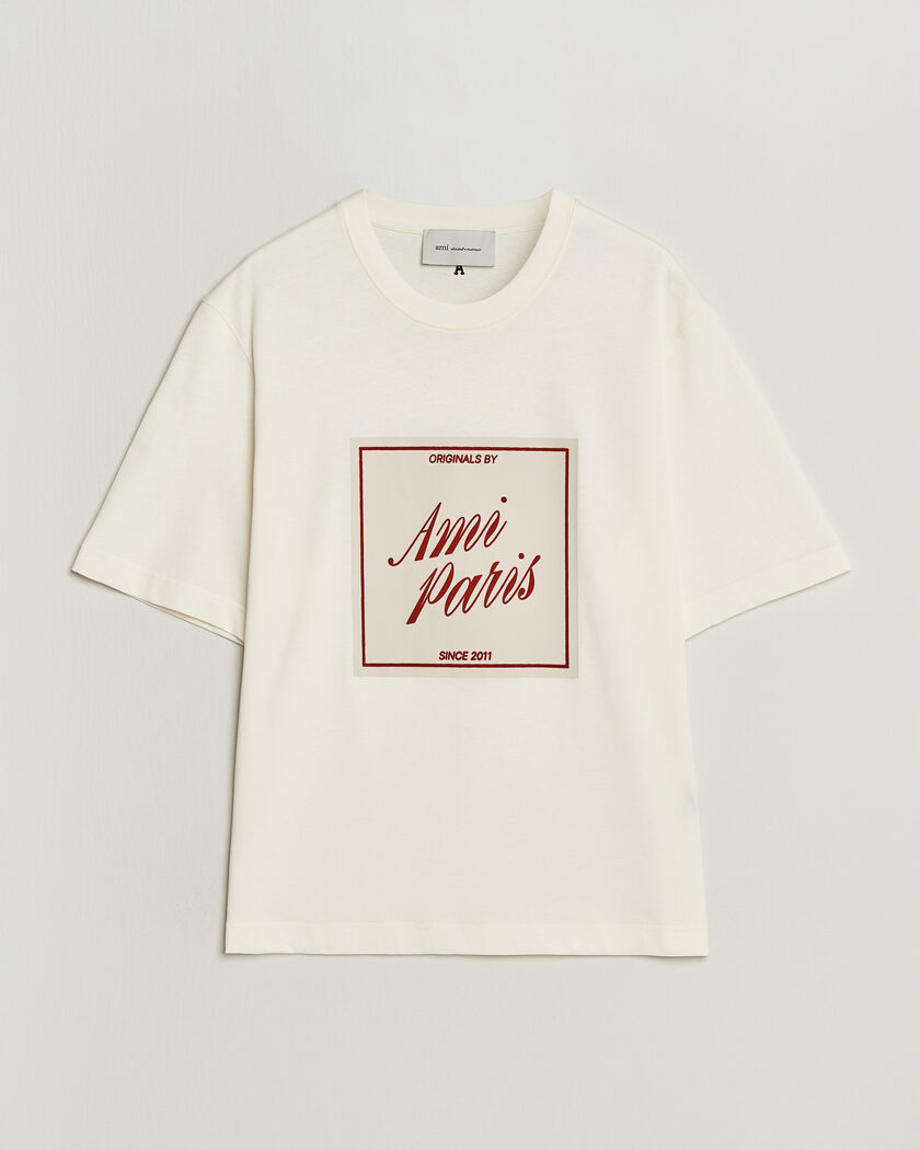 AMI Boxy Fit Printed T-Shirt Creme – Blanco