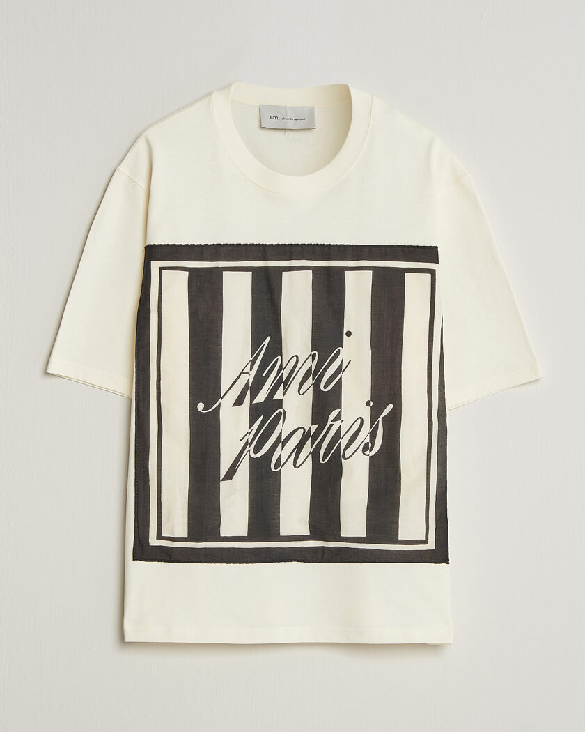 AMI Boxy Fit Printed T-Shirt Creme – Blanco