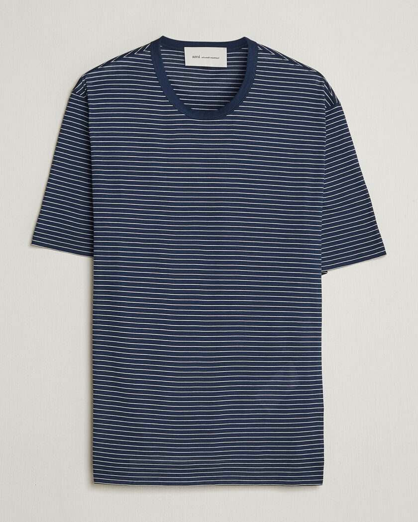 AMI Striped T-Shirt Navy/White – Azul