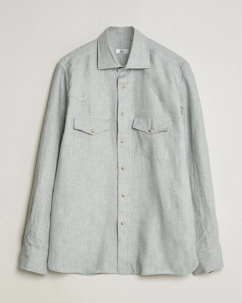 100Hands Two Pocket Western Linen Shirt Mint Green – Verde