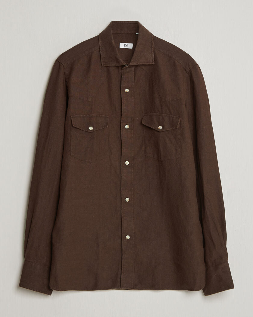 100Hands Two Pocket Western Linen Shirt Chocolate – Marrón
